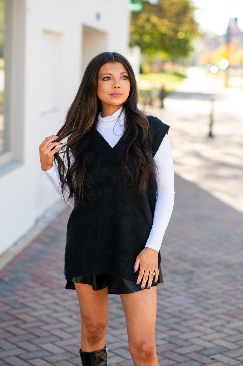Oversized Black Sweater Vest