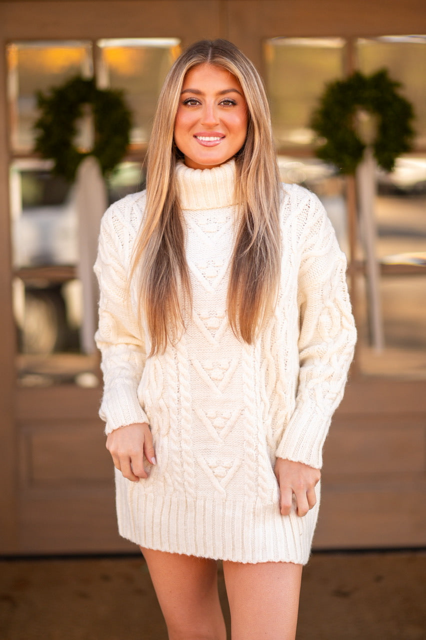 Cream Chunky Chunky Cable Knit Dress Cream Cable Knit Sweater Dress Inside  Out Boutique