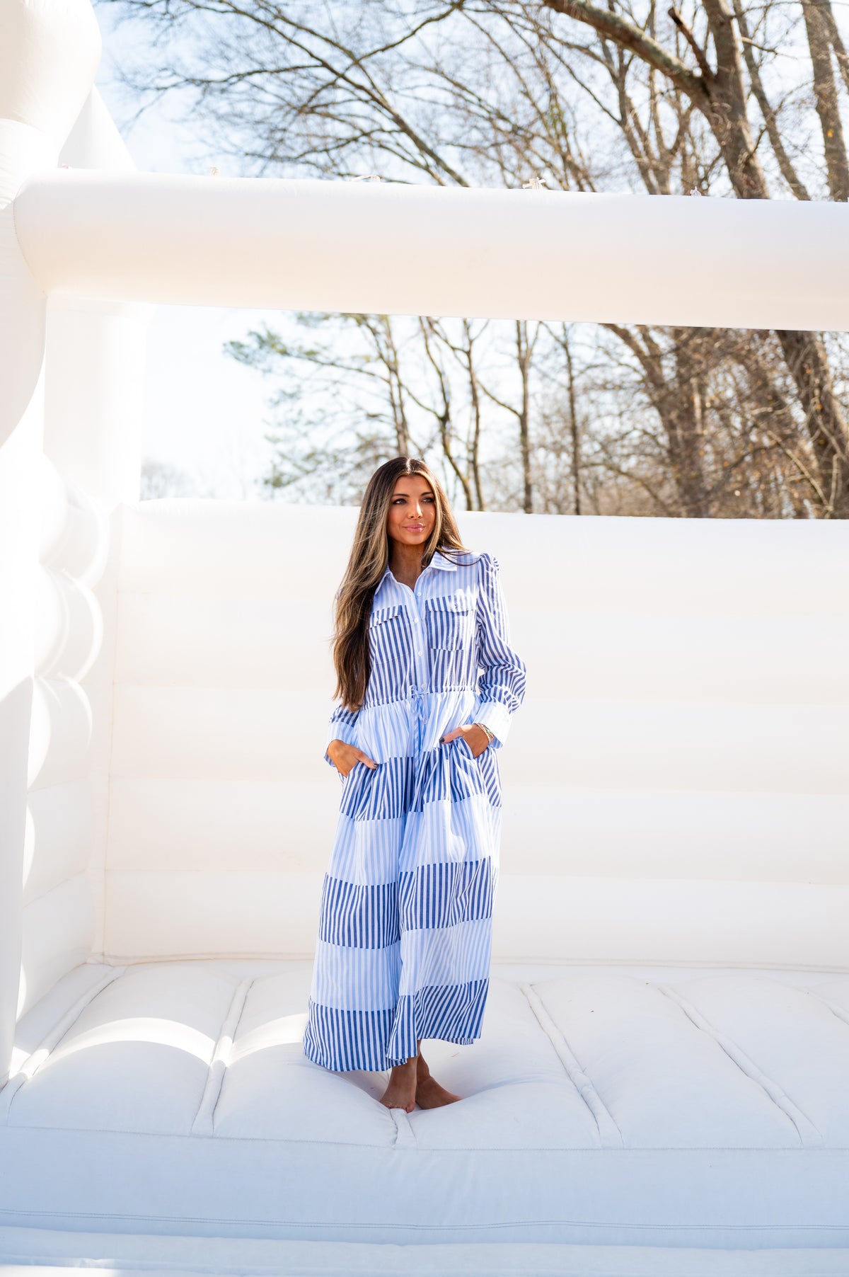 Saylor Stripe Maxi Dress-Blue