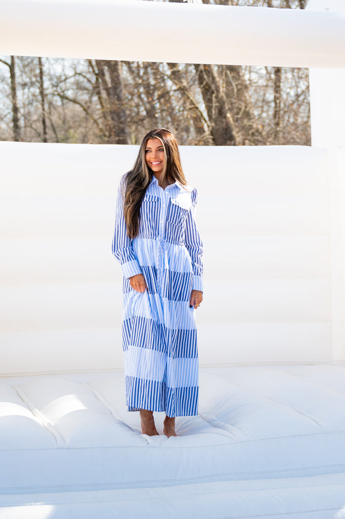 Saylor Stripe Maxi Dress-Blue | Inside Out Boutique Saylor Stripe Maxi Dress-Blue | Inside Out Boutique