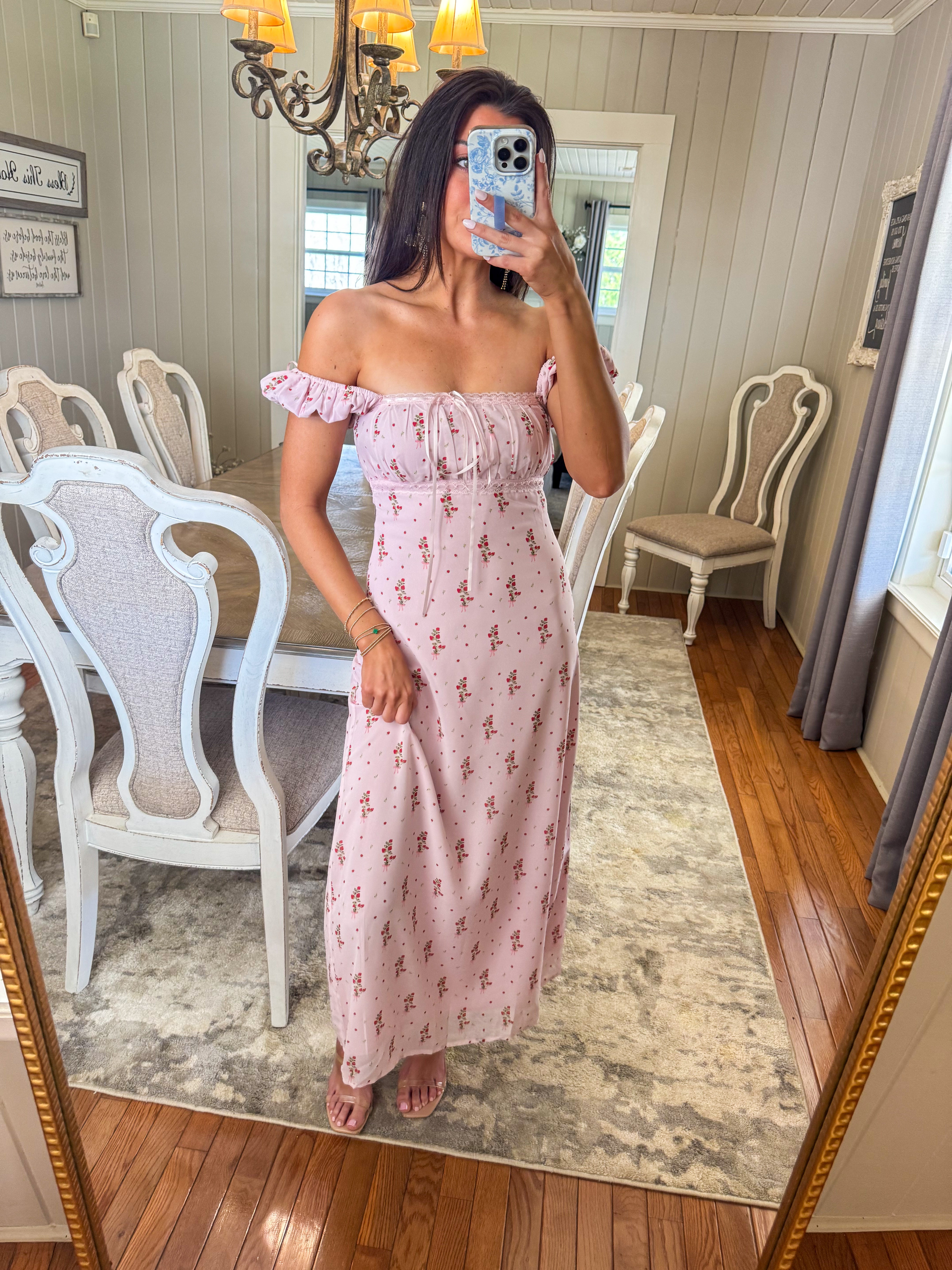 knee length dresses for ladies PLUS Umgee Pink Floral Print V-Neck Midi Dress –  www.shoppesonmainconover.com