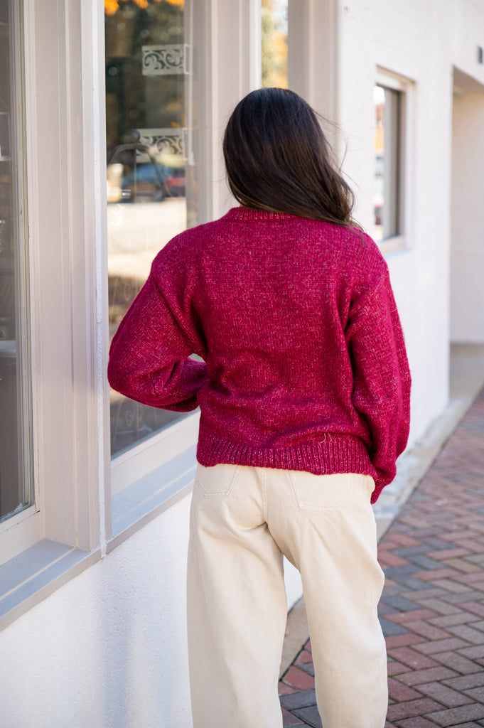 Teddy Cardigan-Burgundy