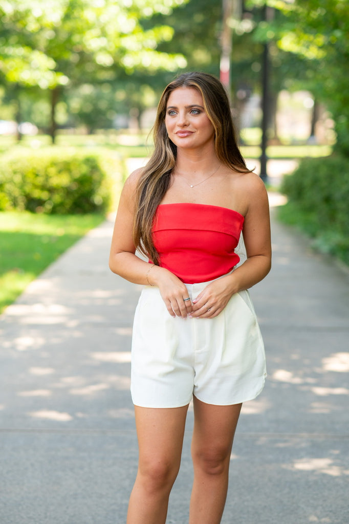 Red Strapless Tube Top