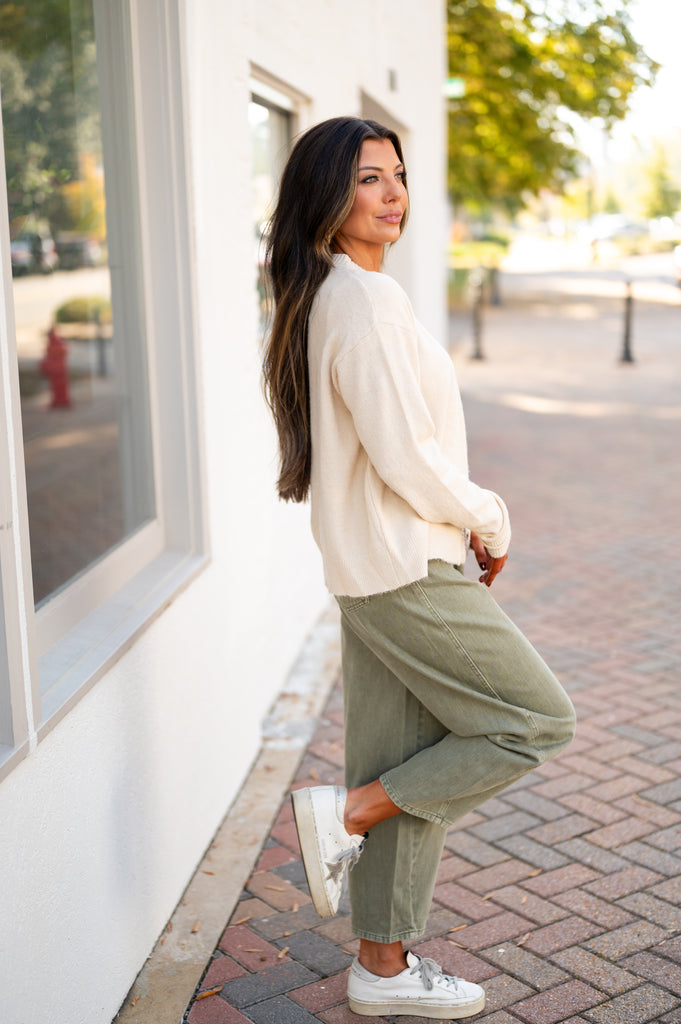 Oversized Sweater Cardigan-Oatmeal