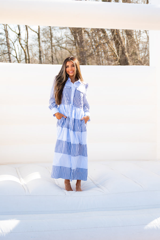 Saylor Stripe Maxi Dress-Blue | Inside Out Boutique Saylor Stripe Maxi Dress-Blue | Inside Out Boutique