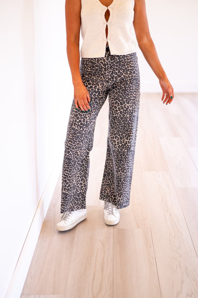 Demi Leopard Print Denim Jeans- PREORDER