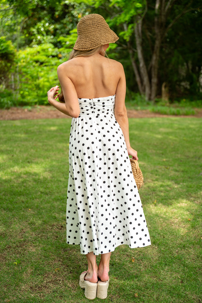 Shelby Polka Dot Tube Dress-Off white