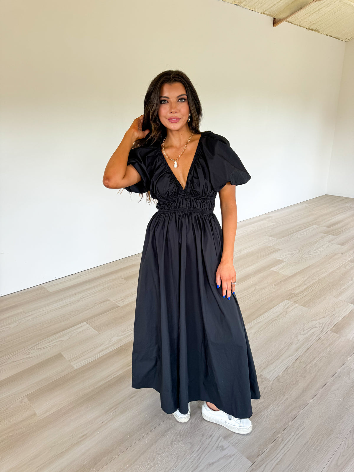 black v neck maxi dress Skylar SCHL005953_BL_XL Store folded or hang Prom Dresses Off Saks AU | UK Size:18/20