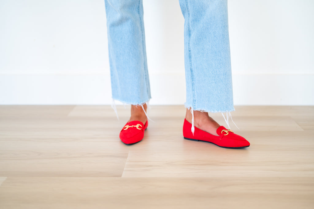 Monica Suede Flats-Red