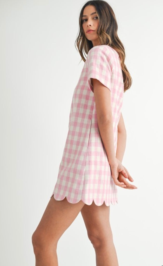 Fancy Gingham Dress - Pink
