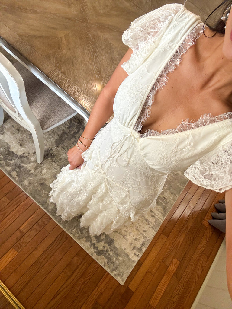 Lace Ruffle Maxi Dress-Ivory | Inside Out Boutique Lace Ruffle Maxi Dress-Ivory | Inside Out Boutique