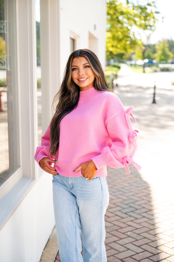 Blair Bow Sweater-Pink