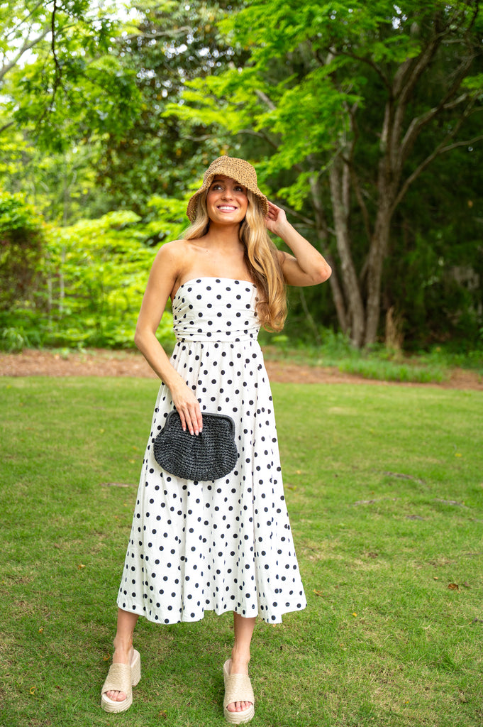 Shelby Polka Dot Tube Dress-Off white