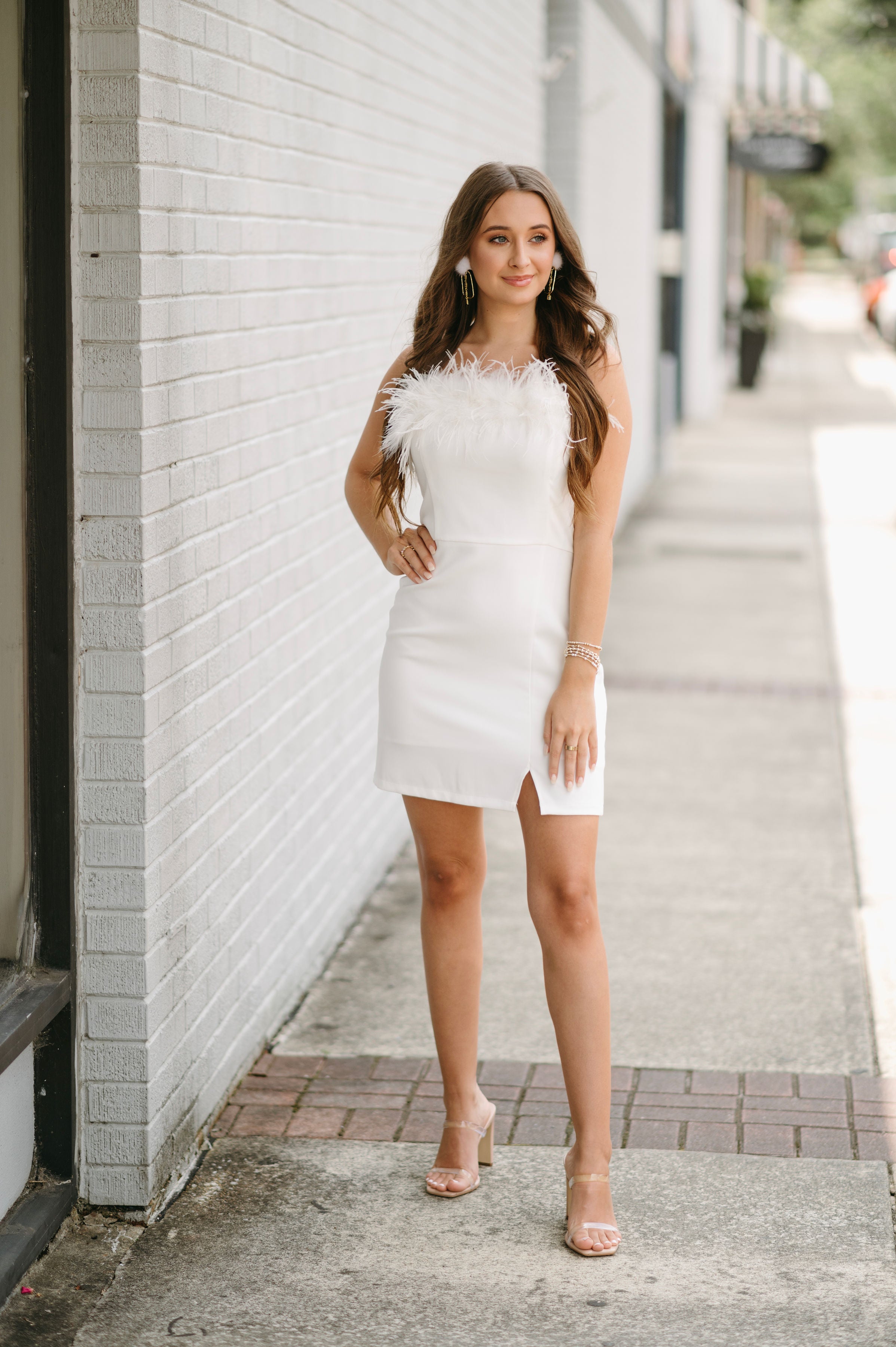 white in dress Center Of Attention Dress- White