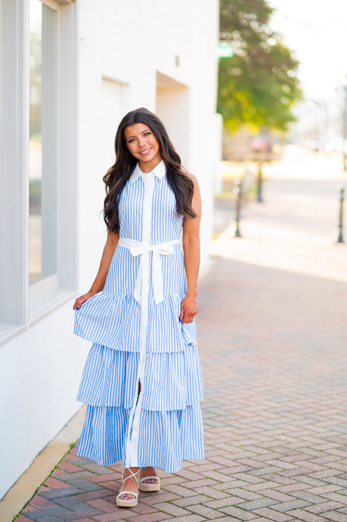 Stripe Ruffle Maxi Dress | Inside Out Boutique Stripe Ruffle Maxi Dress | Inside Out Boutique