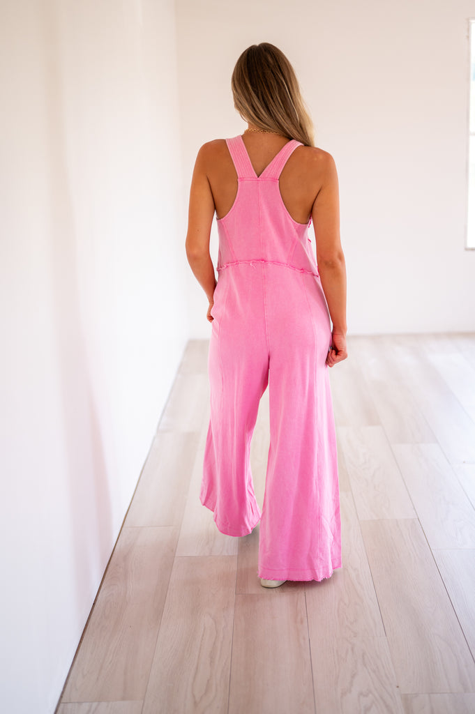 Jenna Mineral Wash Jumpsuit-Pink