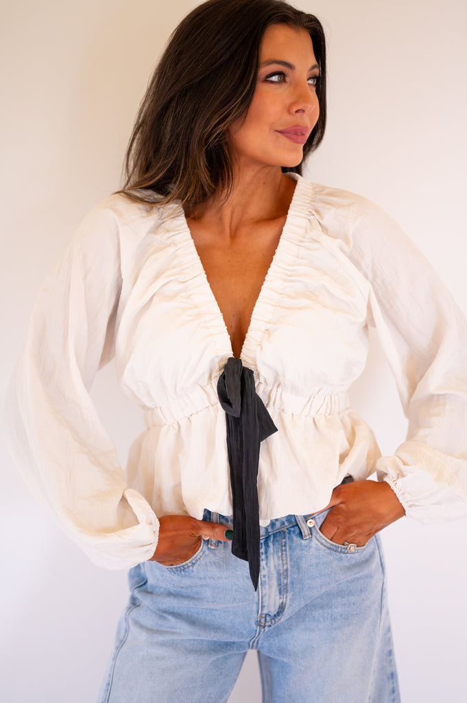 Barkley Long Sleeve Blouse-Ivory