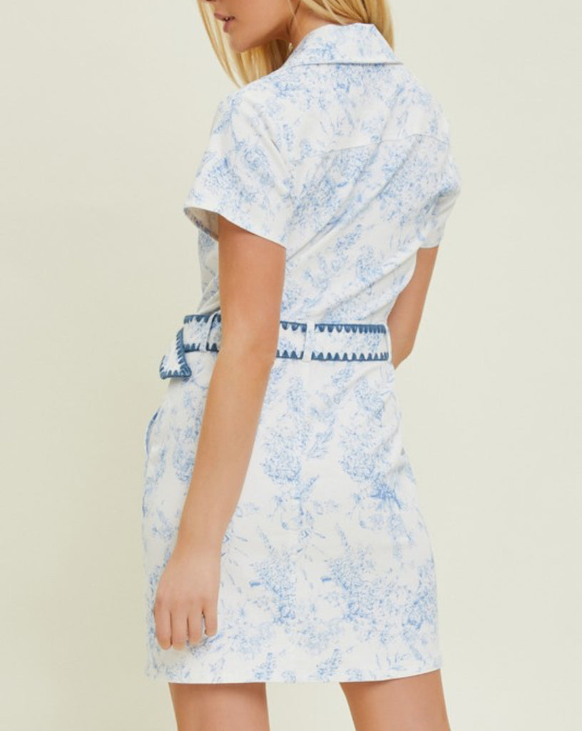 Summers In Greece Utility Dress-White/Blue