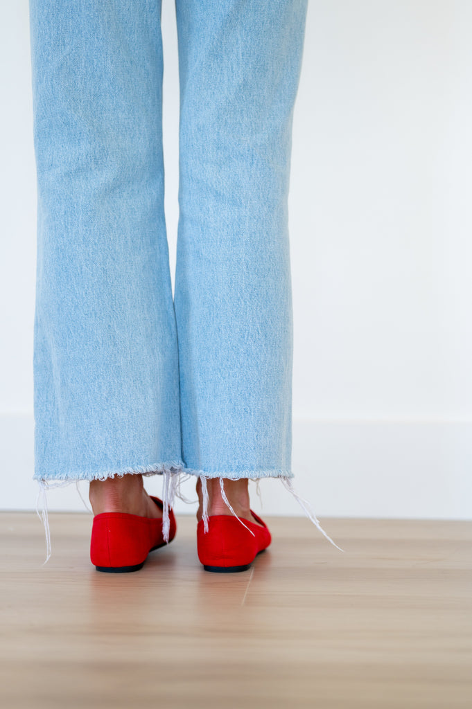 Monica Suede Flats-Red