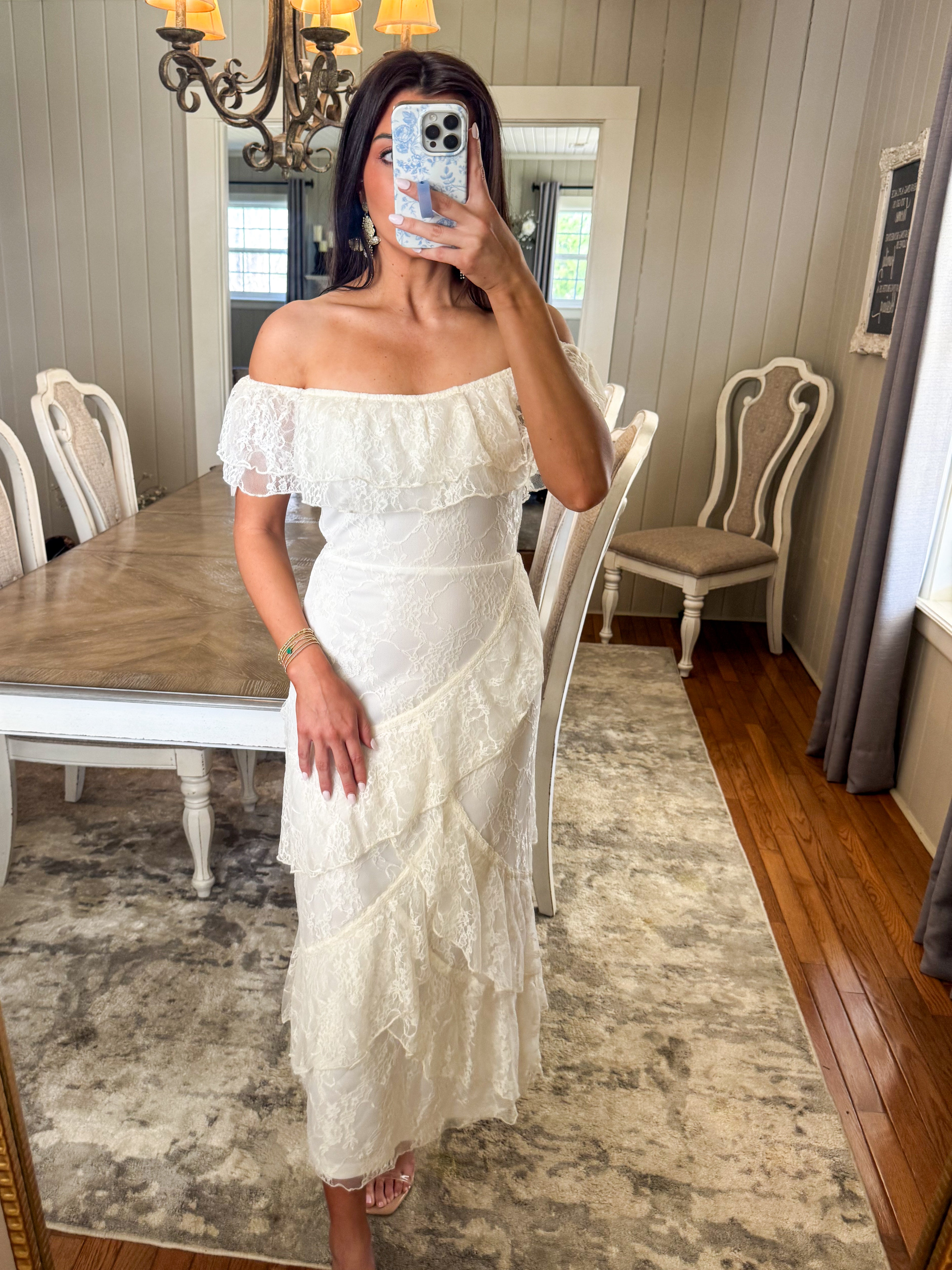 Lace Ruffle Tiered Maxi Dress