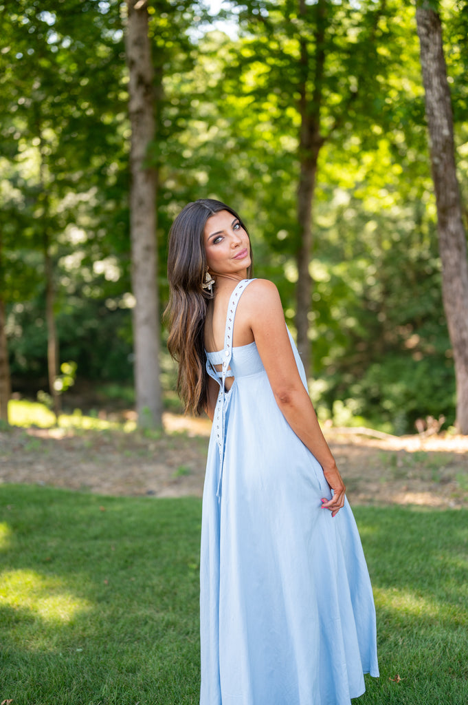 European Summer Maxi Slit Dress-Baby Blue | Inside Out Boutique European Summer Maxi Slit Dress-Baby Blue | Inside Out Boutique