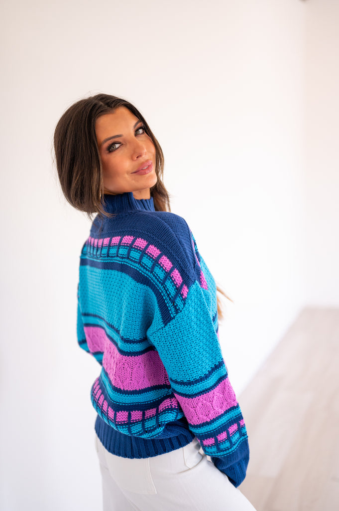 Sami Knit Sweater-Blue Multi