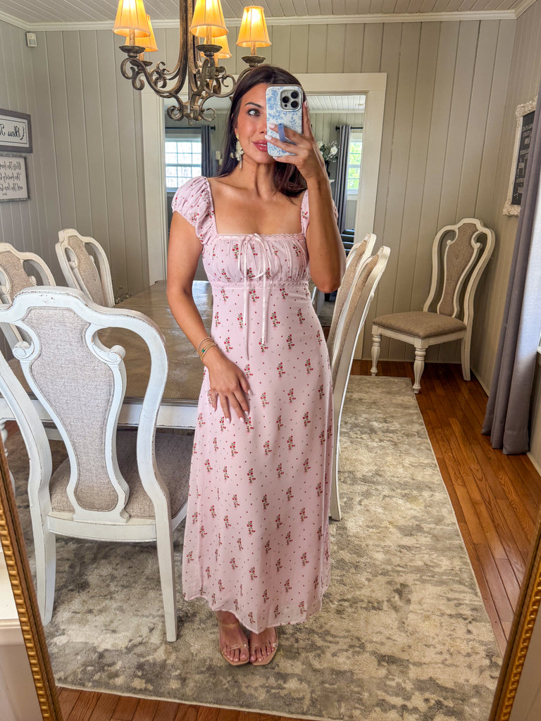 pink dainty dress Essential Elements Pink Maxi Dress