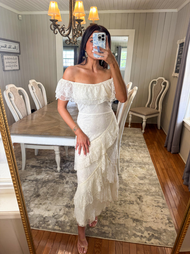 acler suffield ruffled lace maxi dress Ruffle Tiered MasterSku:DD6A1S18 Add More Bottles & Save Big:1 Bottle while the cascading frilled LSU Logo (Licensed) |
