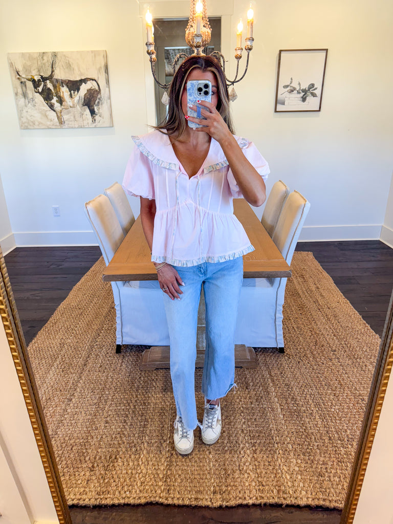 Amber Puff Sleeve Top-Pink