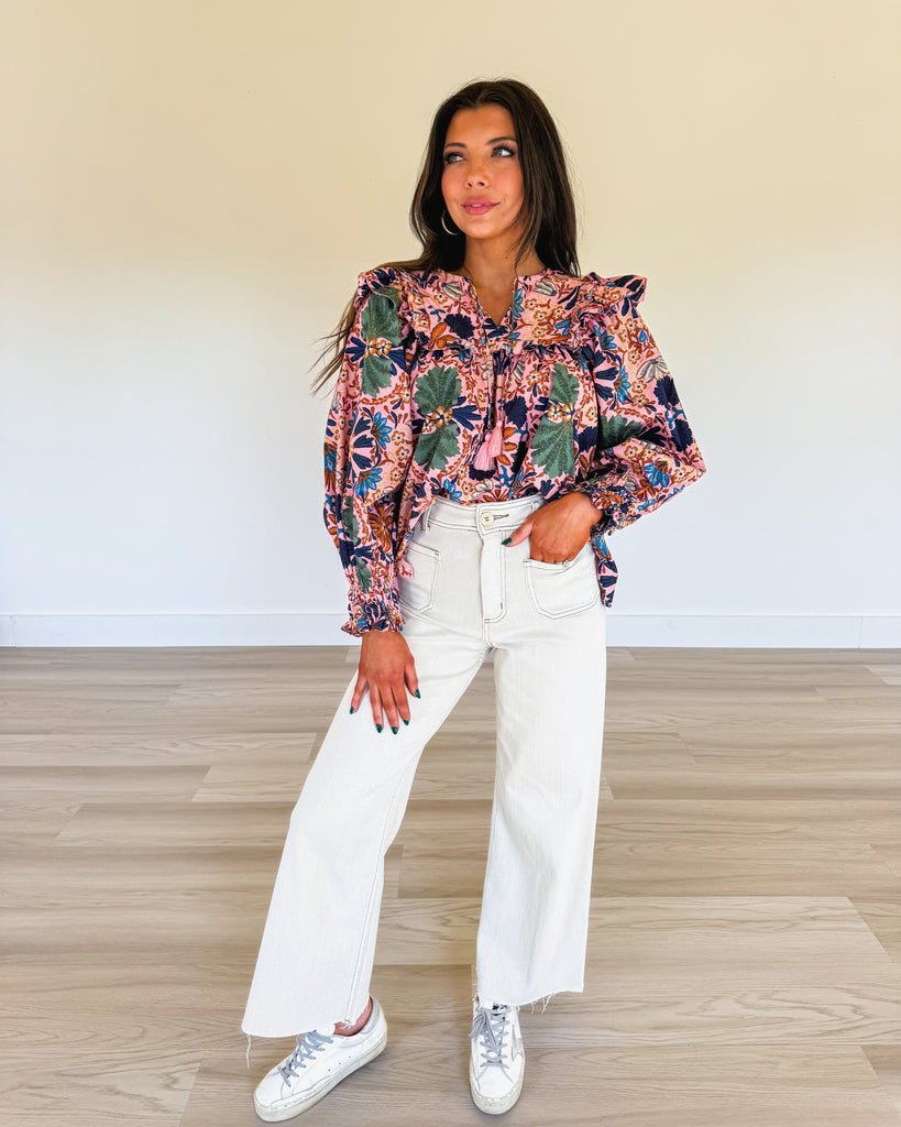 Sammy Floral Top- Blush Multi