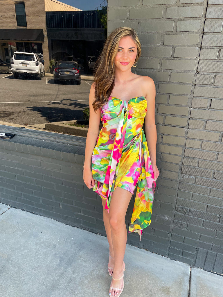Tropical Drape Dress