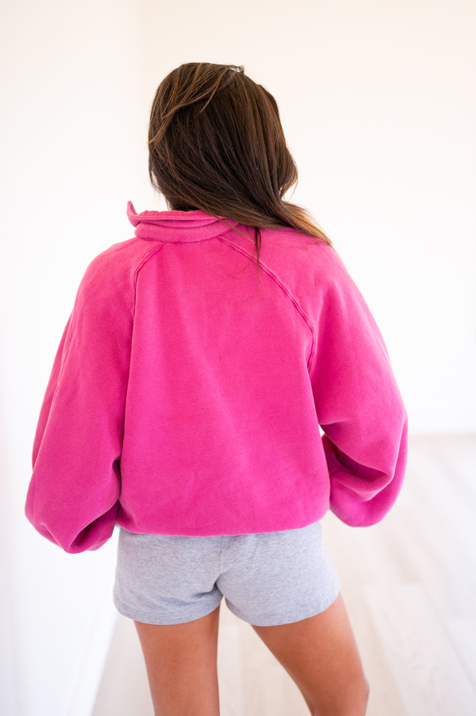 Piper Snap Button Sweatshirt-Fuchsia