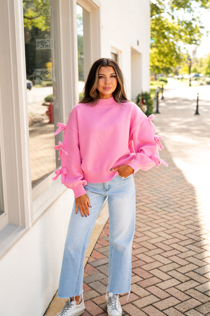 Blair Bow Sweater-Pink