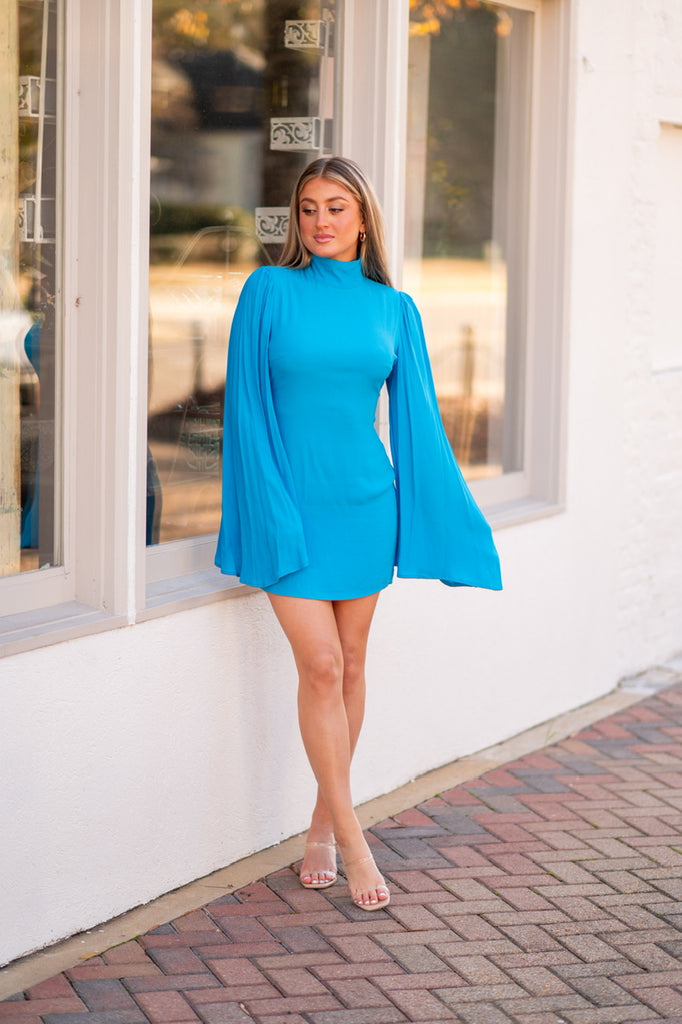 Cobalt Blue Mini Long Sleeve Dress