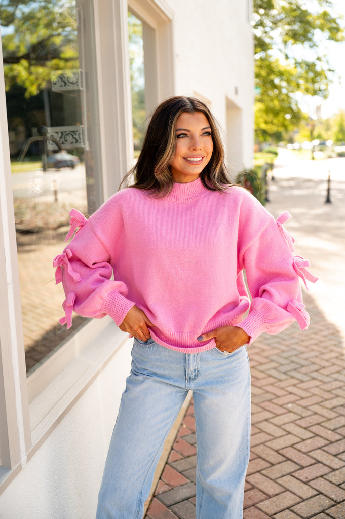 Blair Bow Sweater-Pink