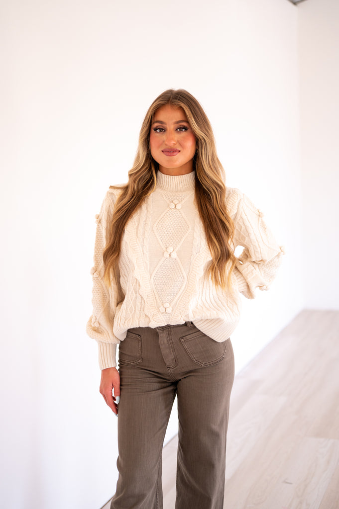 Campbell Ruffle Knit Sweater-Taupe