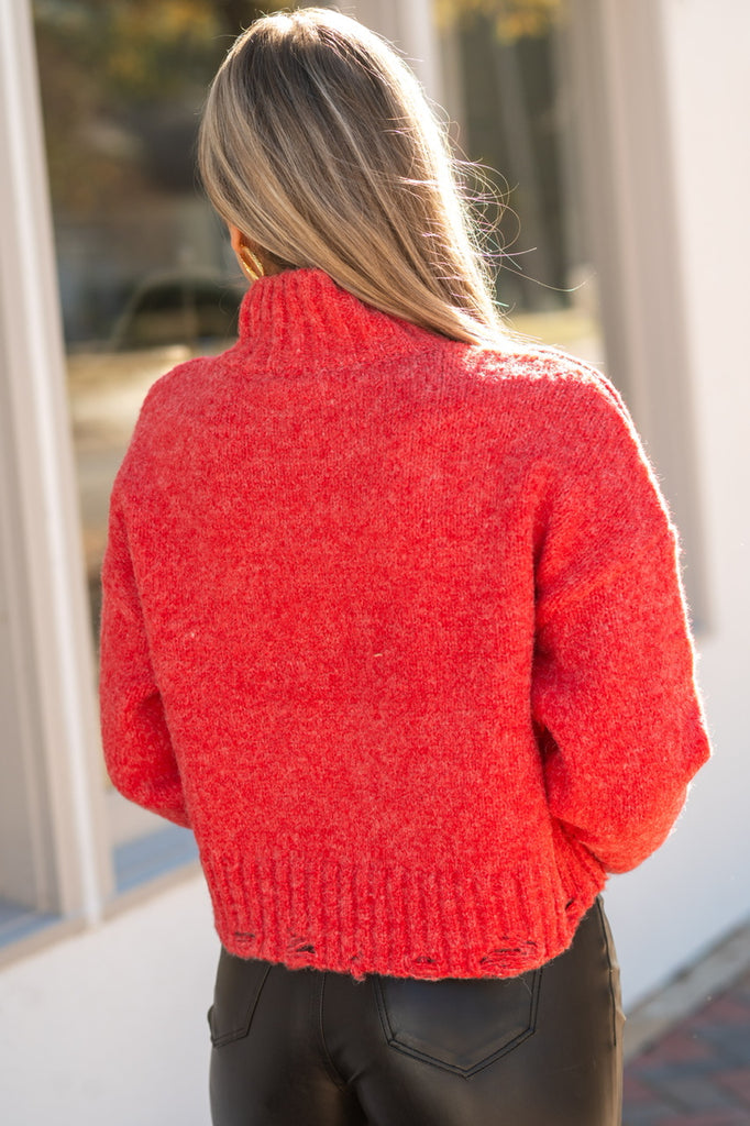 Mock Neck Red Sweater