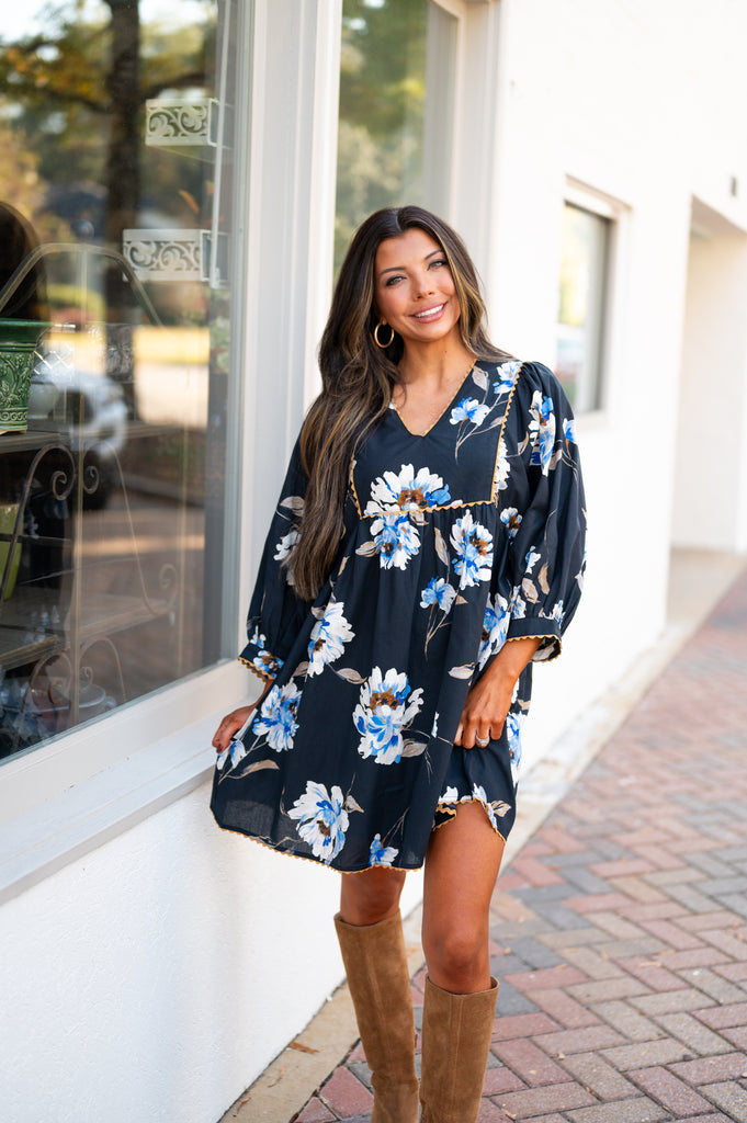 Zadie Floral Dress-Black