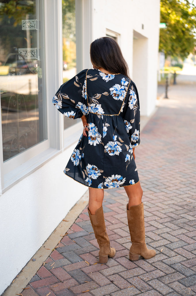 Zadie Floral Dress-Black