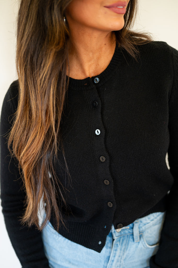 Lily Sweater Cardigan-Black