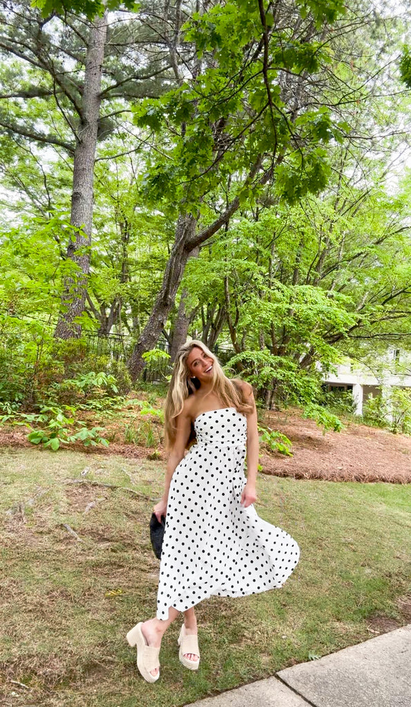 Shelby Polka Dot Tube Dress-Off white
