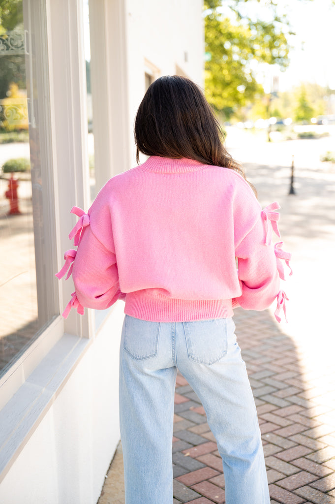 Blair Bow Sweater-Pink