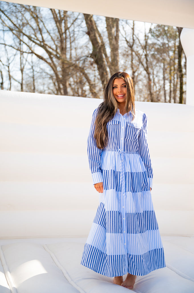 Saylor Stripe Maxi Dress-Blue | Inside Out Boutique Saylor Stripe Maxi Dress-Blue | Inside Out Boutique