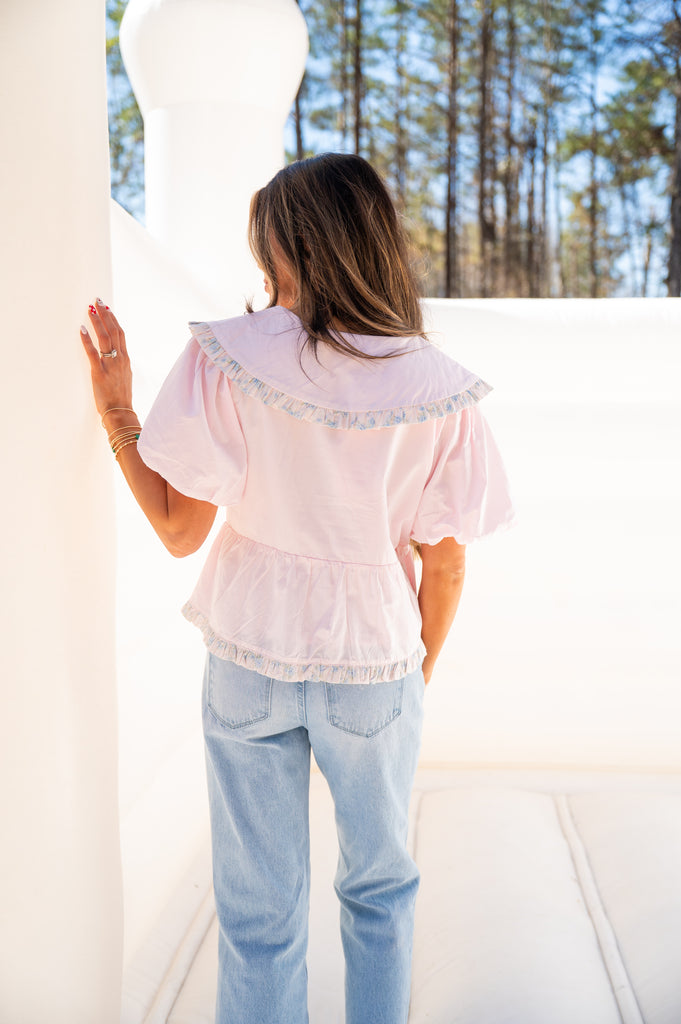 Amber Puff Sleeve Top-Pink