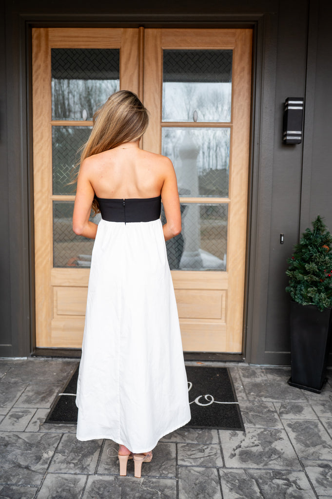 Amy Tube Maxi Dress-Black/White