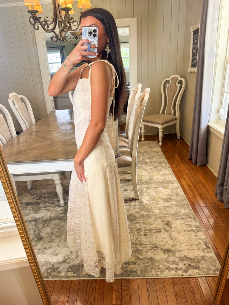 Floral Lace Midi Dress-Cream/Pink | Inside Out Boutique Floral Lace Midi Dress-Cream/Pink | Inside Out Boutique