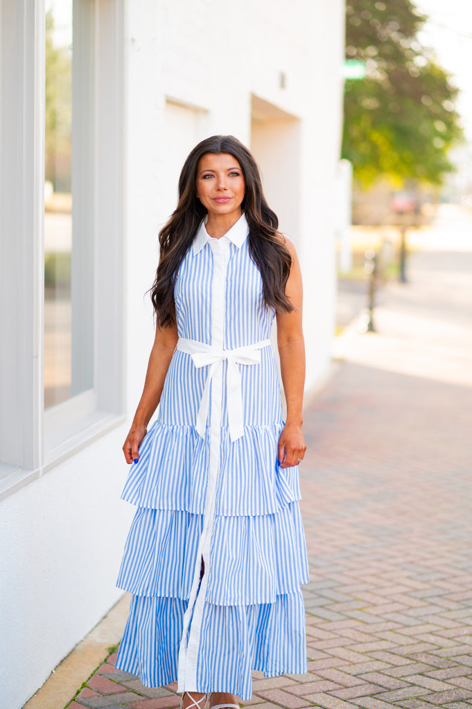 Stripe Ruffle Maxi Dress | Inside Out Boutique Stripe Ruffle Maxi Dress | Inside Out Boutique