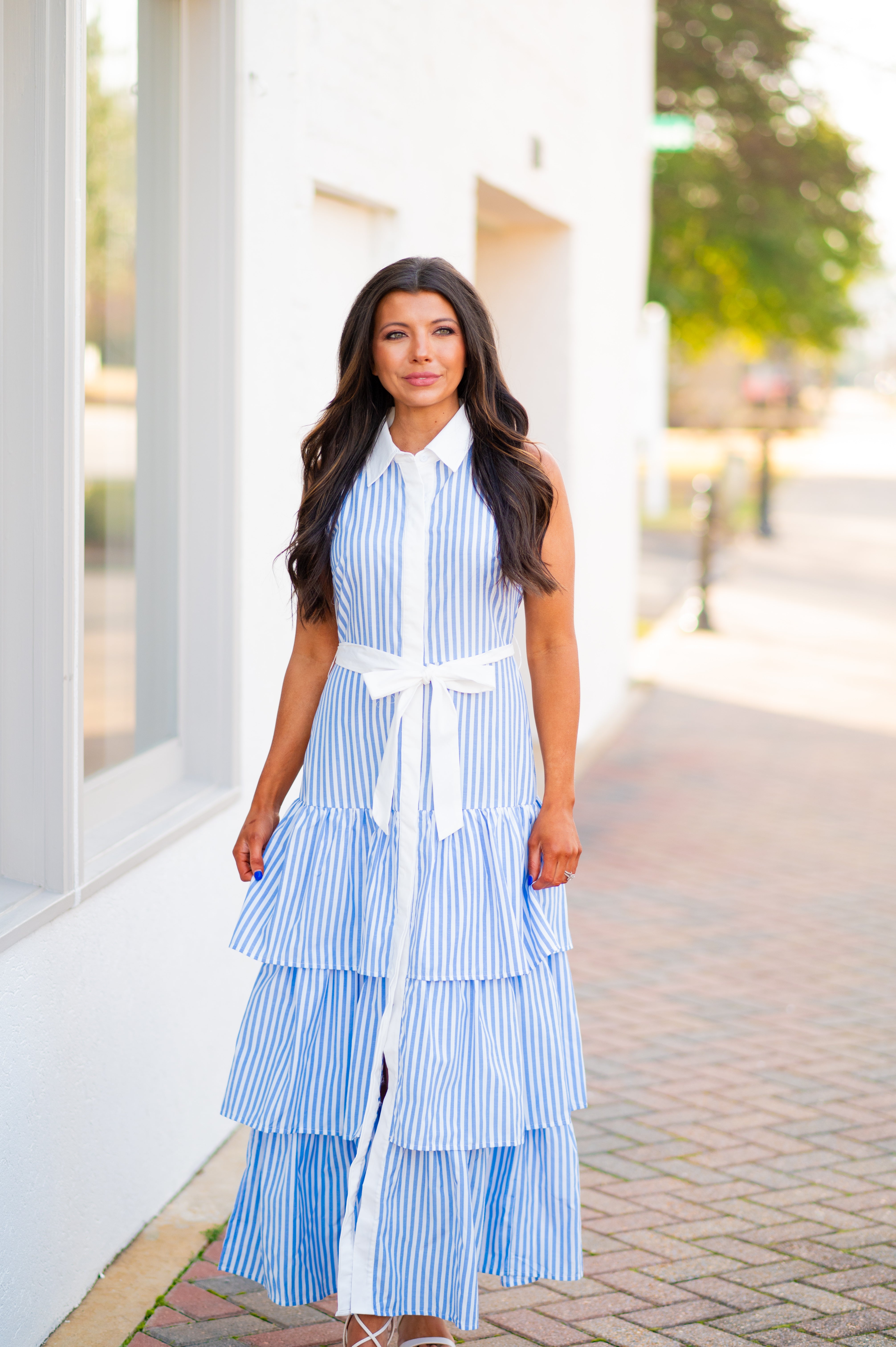 Stripe Ruffle Maxi Dress Stripe Ruffle Maxi Dress