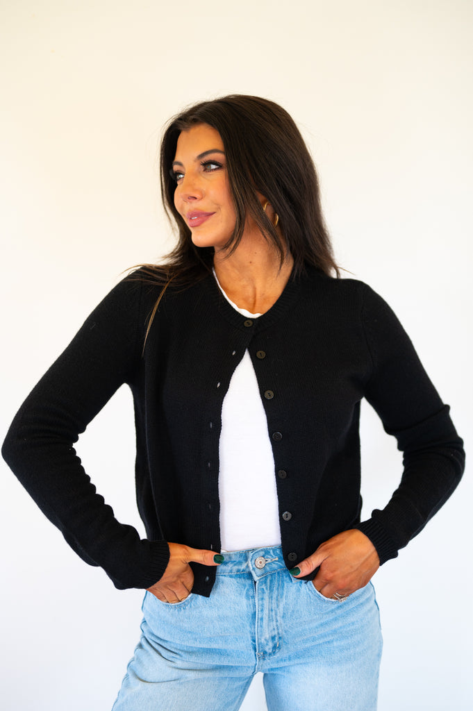 Lily Sweater Cardigan-Black