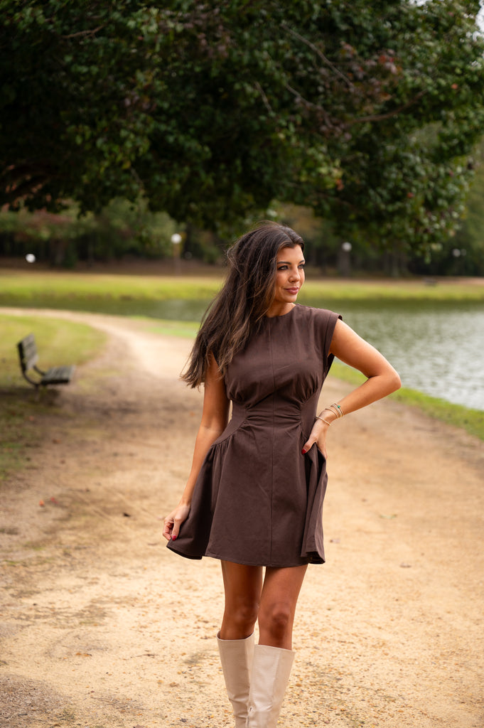 Robin Mini Dress-Brown
